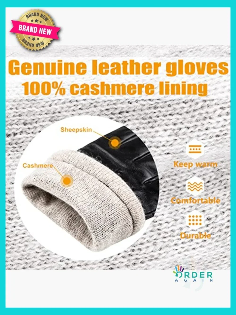 Leather Gloves with Cashmere Lining Touchscreen Texting Driving Dress Gloves